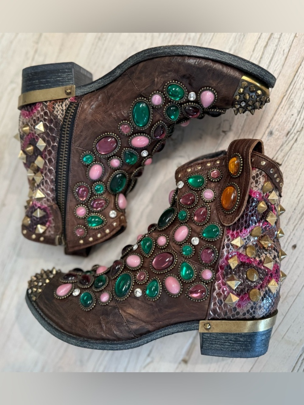 Baldan Designer Rhinestone Boots Hand Crafted size 41 - Picture 5 of 16